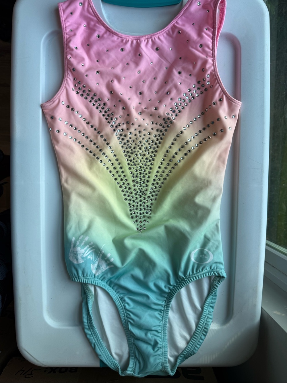 Adult small Chalk Warrior Seaside sunset leotard